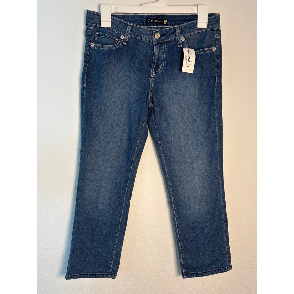 Just USA Los Angeles Womens Size 9 Medium Wash Straight Leg Cropped Denim Jeans
